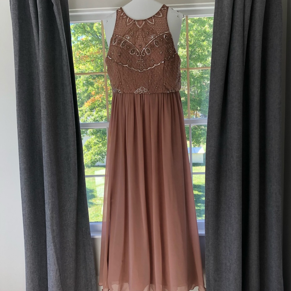 Rose Gold Beaded Adrianna Pepell Gown